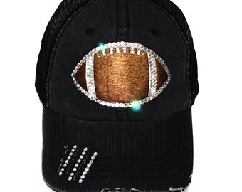 Football Mom Hat Football Bling Hat Rhinestone Football Hat Football Team Mom Football Fan Gear Football Spirit Wear Football Sunday