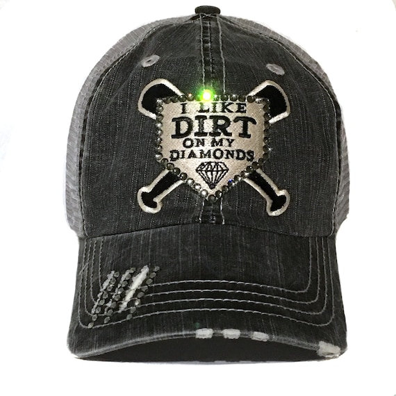 Baseball Mom Hat - I Like Dirt On My Diamonds - Baseball Bling Hat