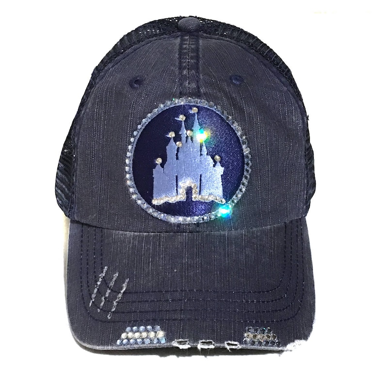 Womens Disney Hat Disney Castle Baseball Cap Bling Etsy