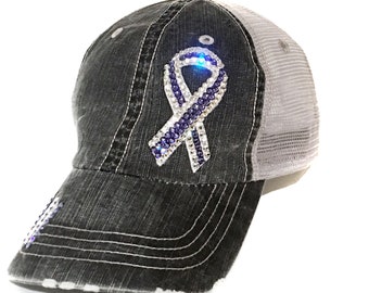 Alzheimers Support Dementia Support Alzheimers Gift Purple Ribbon Hat Alzheimers Awareness Hat Demential Awareness Hat Support Ribbon Hat