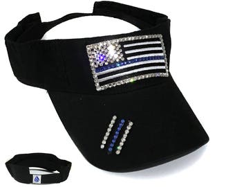 Womens Thin Blue Line Visor  - Police Wife Gift