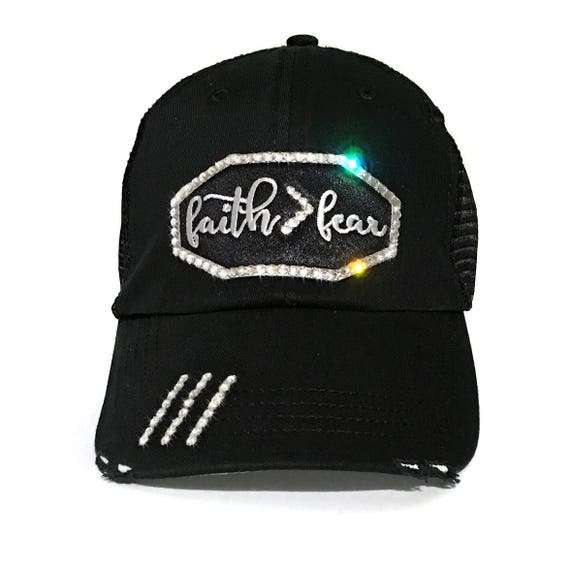Faith over Fear Faith Fear Womens Christian Apparel Christian Wear Womens Easter Gift Christian Gift For Her  Crystal Hat Elivata