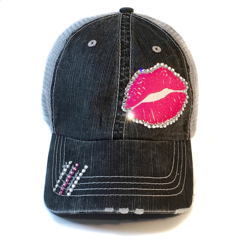 Lip Boss Baseball Cap Distressed Trucker Hat Women's Etsy