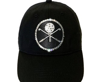 Golf Hat Ladies Golf Gift Womens Golf Apparel Golf High Ponytail Trucker Golf Ball Golf Club Golf Bling Golf Outfit Crystal Golf bling