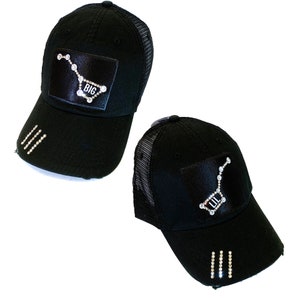 Big Little Reveal - Sorority Big Little Gift with Personalized Big Dipper and Little Dipper on Black Trucker or Baseball Hat - Bling