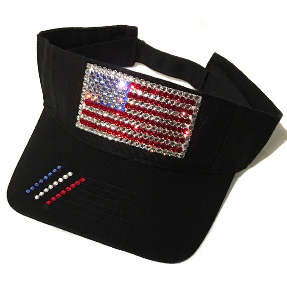 Red White and Blue Flag Visor July 4th Visor Black Visor  display picture 3