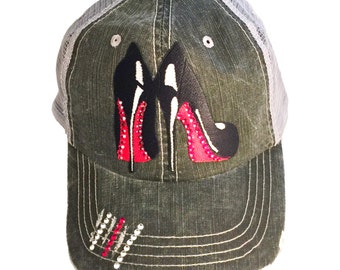 Christian Louboutin Hat - Trucker Hat with  Crystals - Illustration only - Elivata Brand