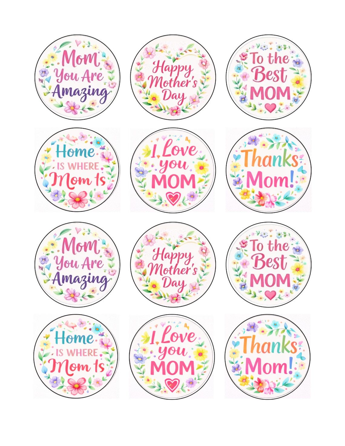 Printable Mothers Day Cupcake/oreo Toppers 2 Inch - Etsy