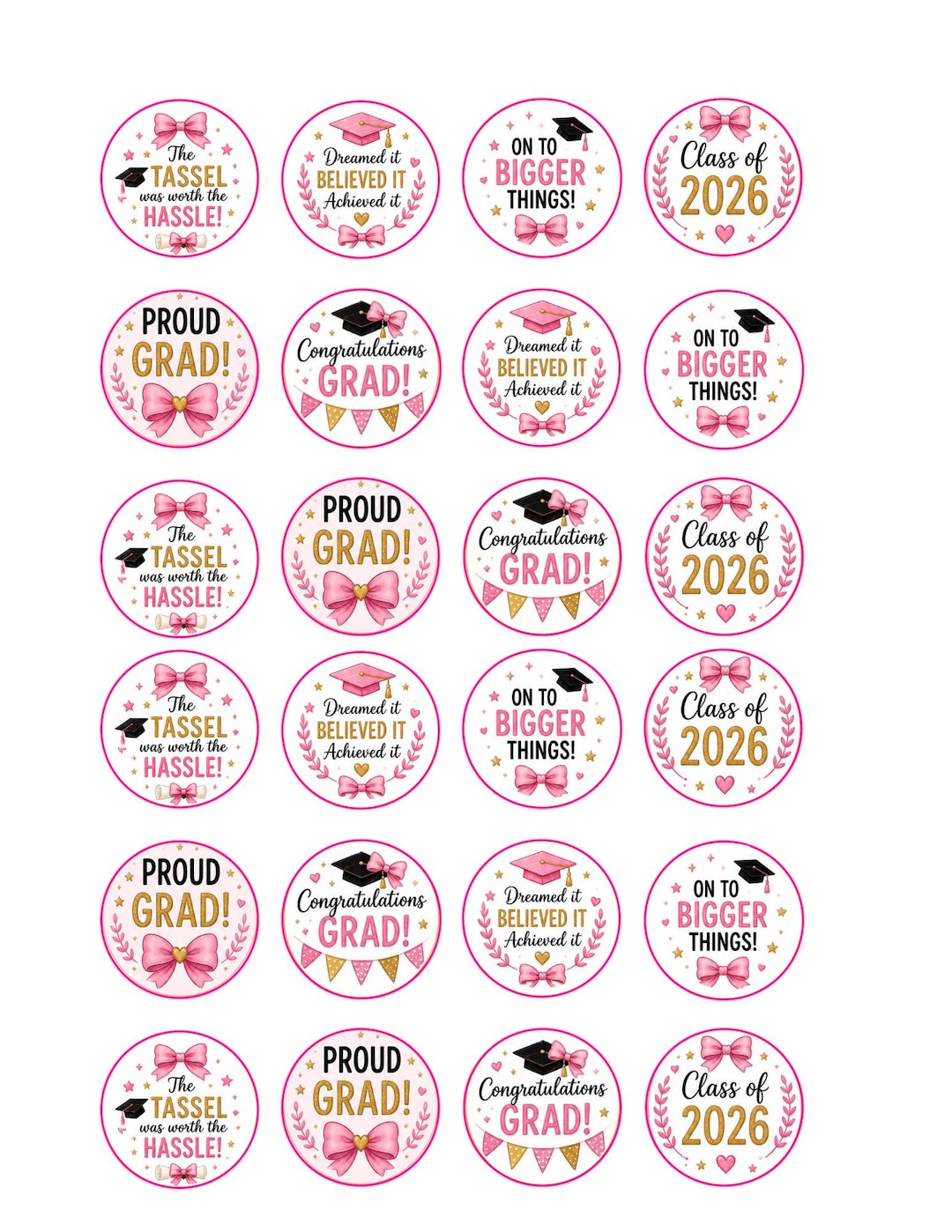 Printable Graduation Cake Disc Toppers 1.5inch - Etsy