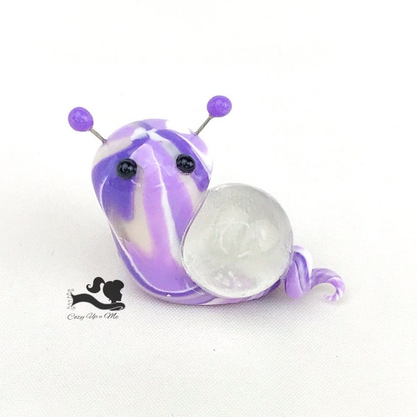 Purple Marble Snails for your Miniature Fairy Garden, Fairy Pet, Tiny Terrarium Decor, Mini Plant Minder, Translucent Swirl Snail