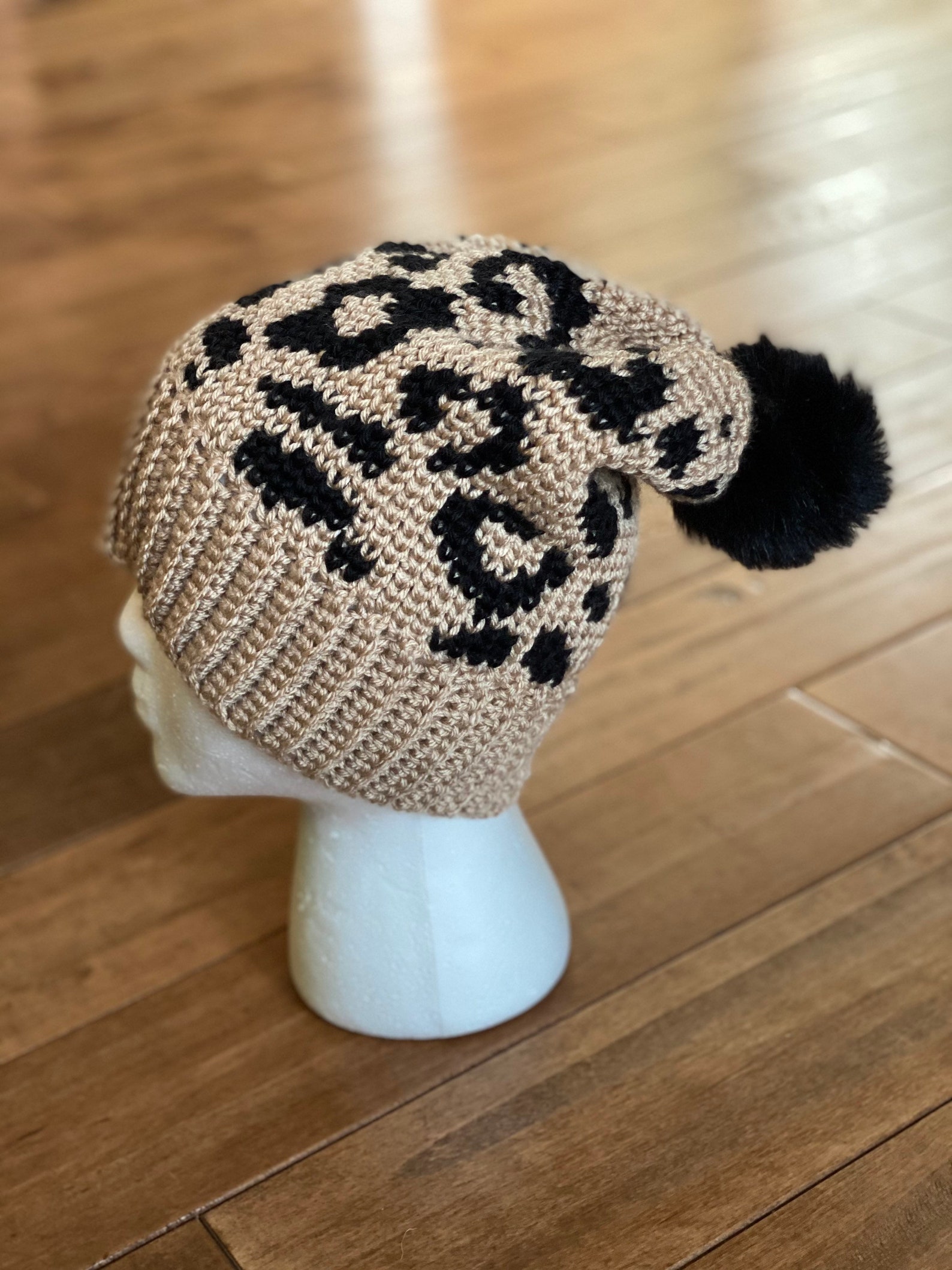 Crochet Leopard luxe Beanie Hat Etsy