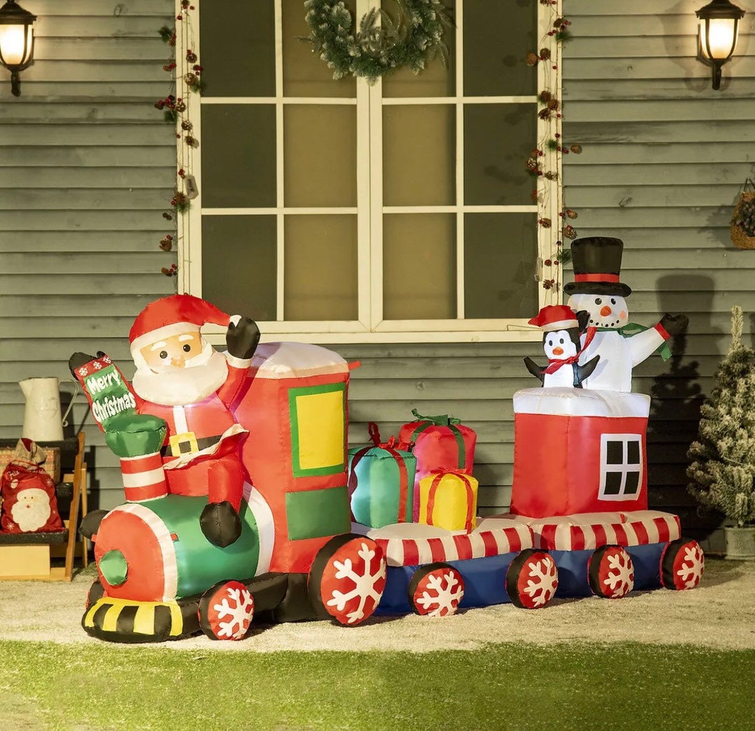 8ft Inflatable Christmas Train W/ Santa Claus Snowman Penguin Etsy