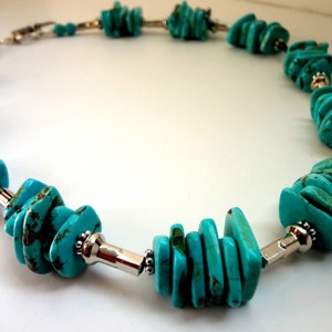 Southwestern turquoise gemstone recycled bicycle spoke nipple necklace, bicycle jewelry, women&#39;s cycling gifts, bike part jewelry