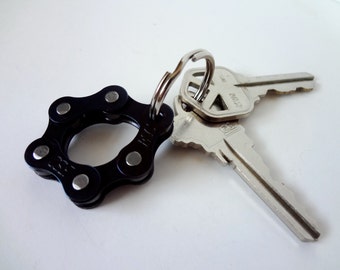 Recycled Bicycle Chain Keyring: Handmade Bike Part Accessory