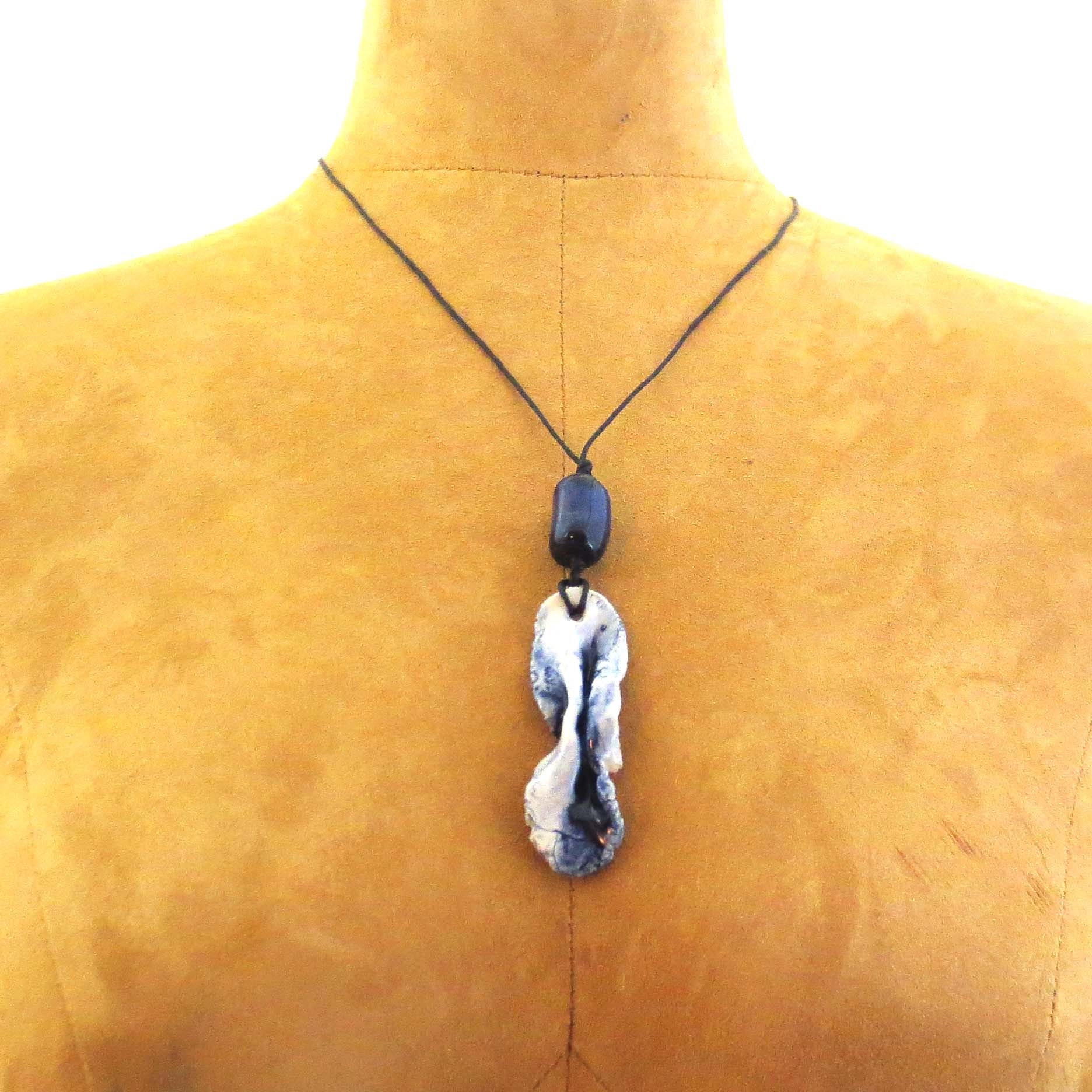 Navy Blue Pendant Modern Jewelry Blue Pottery Necklace | Etsy