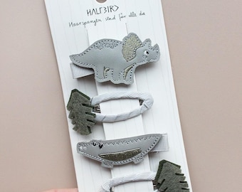 4-piece hair clips dino and crocodile