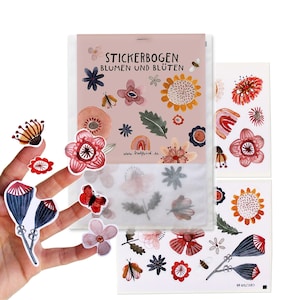Set adesivi Fiori e boccioli| Carta riciclata | 2 fogli di adesivi