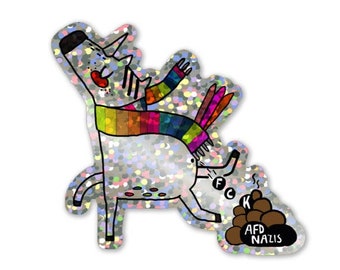 Glitter sticker unicorn | Fck AfD