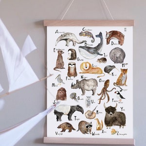 ABC Poster Animals | Learning Poster | Watercolor Art Print | DIN A2 Print