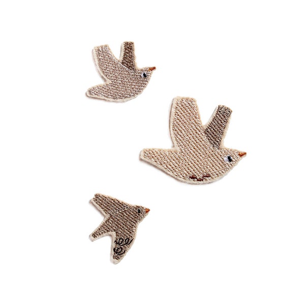 Aufnäher Vogel beige | Bügelflicken