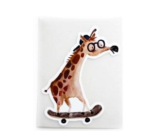 Bügelbild Giraffe auf Skateboard