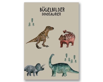 Bügelbilder SET "Dinos" | Triceratops , T-Rex, Ankylosaurus und Melanosaurus