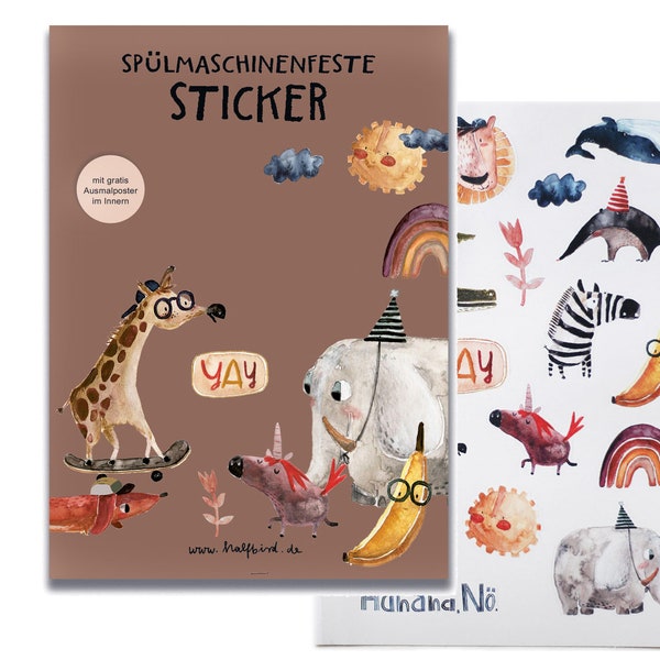 spülmaschinenfeste Sticker Allerlei | Tiere, Geburtstagsmotiv, yay