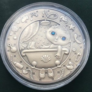Aquarius Zodiac of the Sign 20 Roubles Silver Coin With Crystal . Great gift . Zodiac sign , silver Weight: 28,28 g
