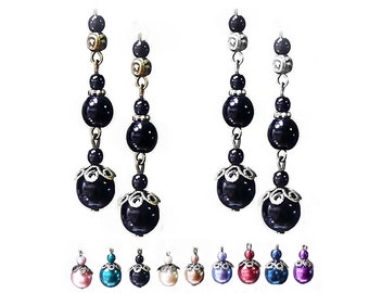 Charm Necklace Earring Set silver butterfly choose color pearl and clip on or pierced fittings
