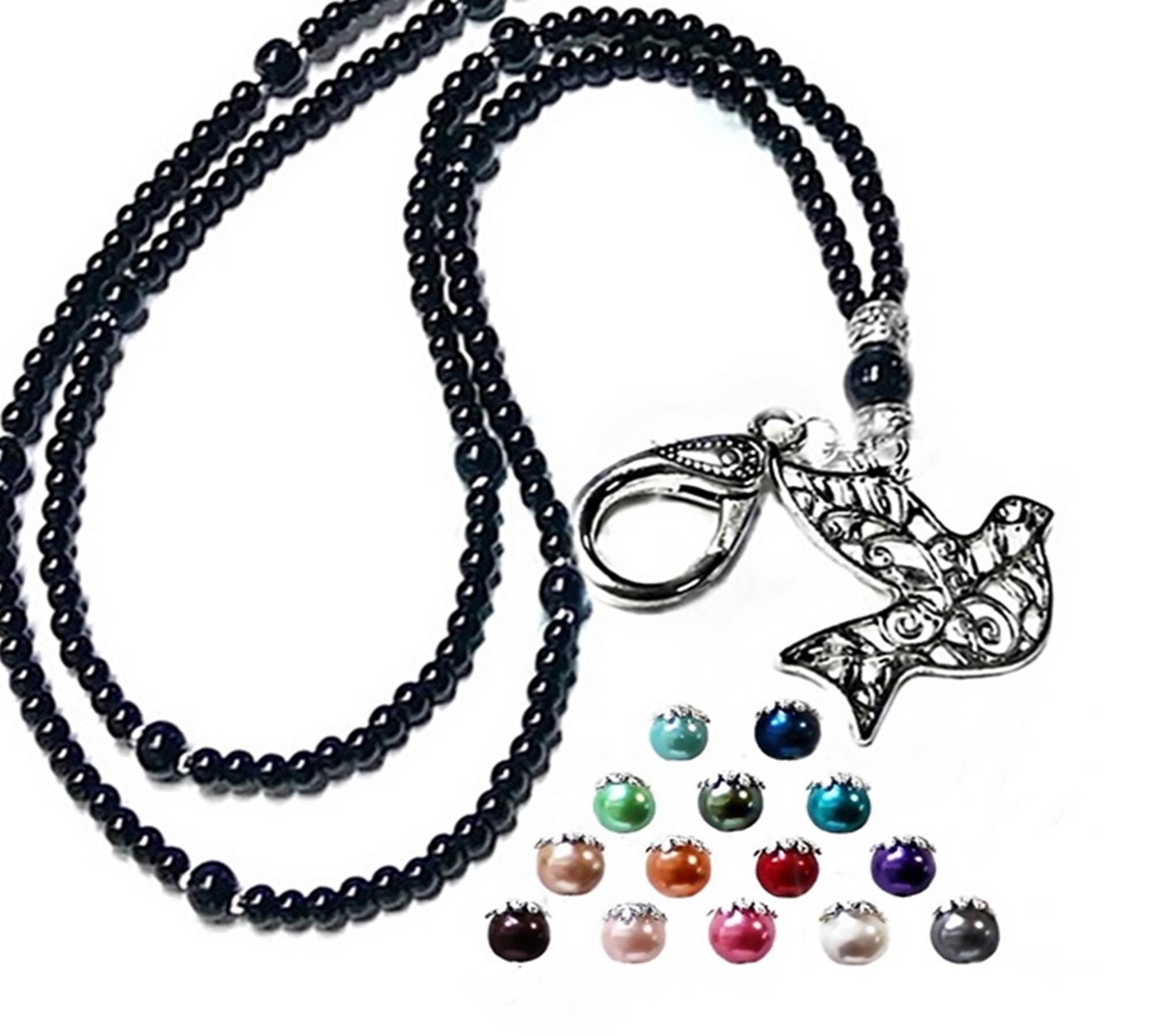 Silver Filigree Grey Pearl Beaded Lanyard ID Badge/Pass/Card Holder Great gift. Silver Filigree Grey Pearl Beaded Lanyard ID Badge/Pass/Card Holder Great gift.