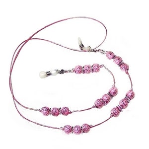 Reading Eye glasses Sun glasses spectacle holder lanyard cord - Pink on Pink