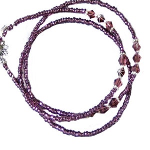 Reading eye glasses, Sun glasses, spectacle chain lanyard holder Mauve purple