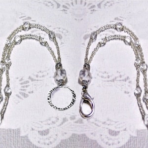 Perlen-Lanyard-Halskette, Work Security ID Badge-Halter Clear Crystal, Schließe oder Ring wählen