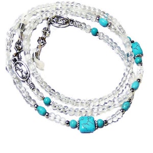 Reading eye glasses reading, Sun glasses, spectacle chain lanyard holder Turquoise
