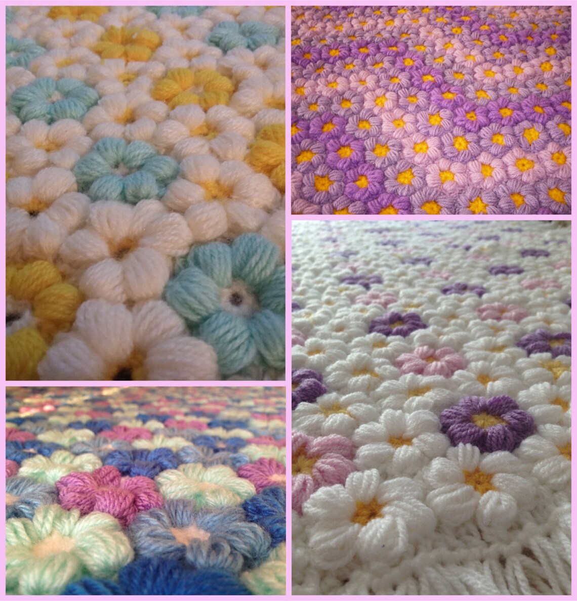 Crochet Baby Flower Blanket, Baby Girl Blanket, Flower Blanket Etsy