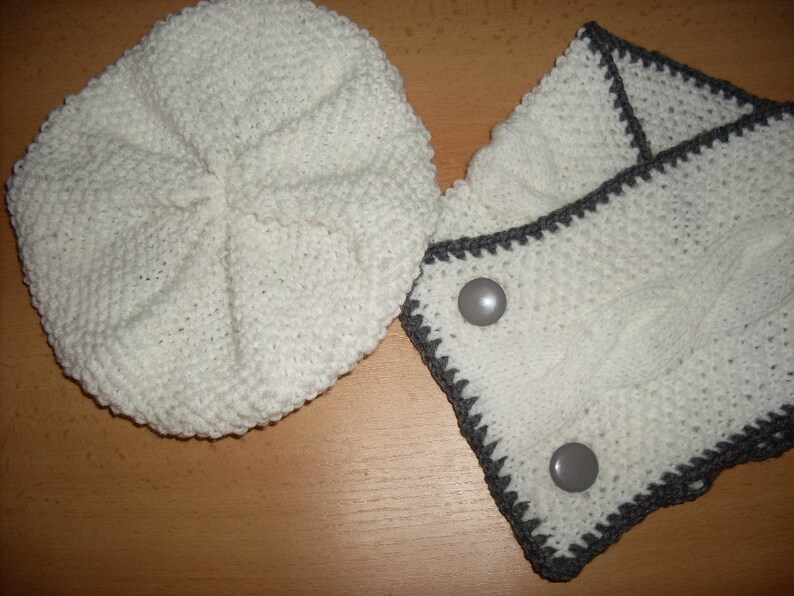 Knitted Beret Hat and Scarf French Beret Neck Warmer Lady Etsy
