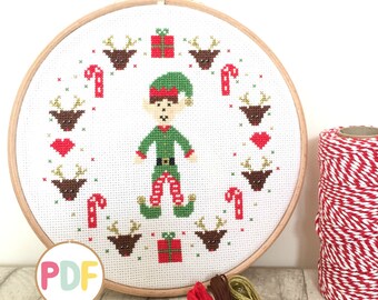 PDF Christmas Cross Stitch Pattern - Christmas Elf