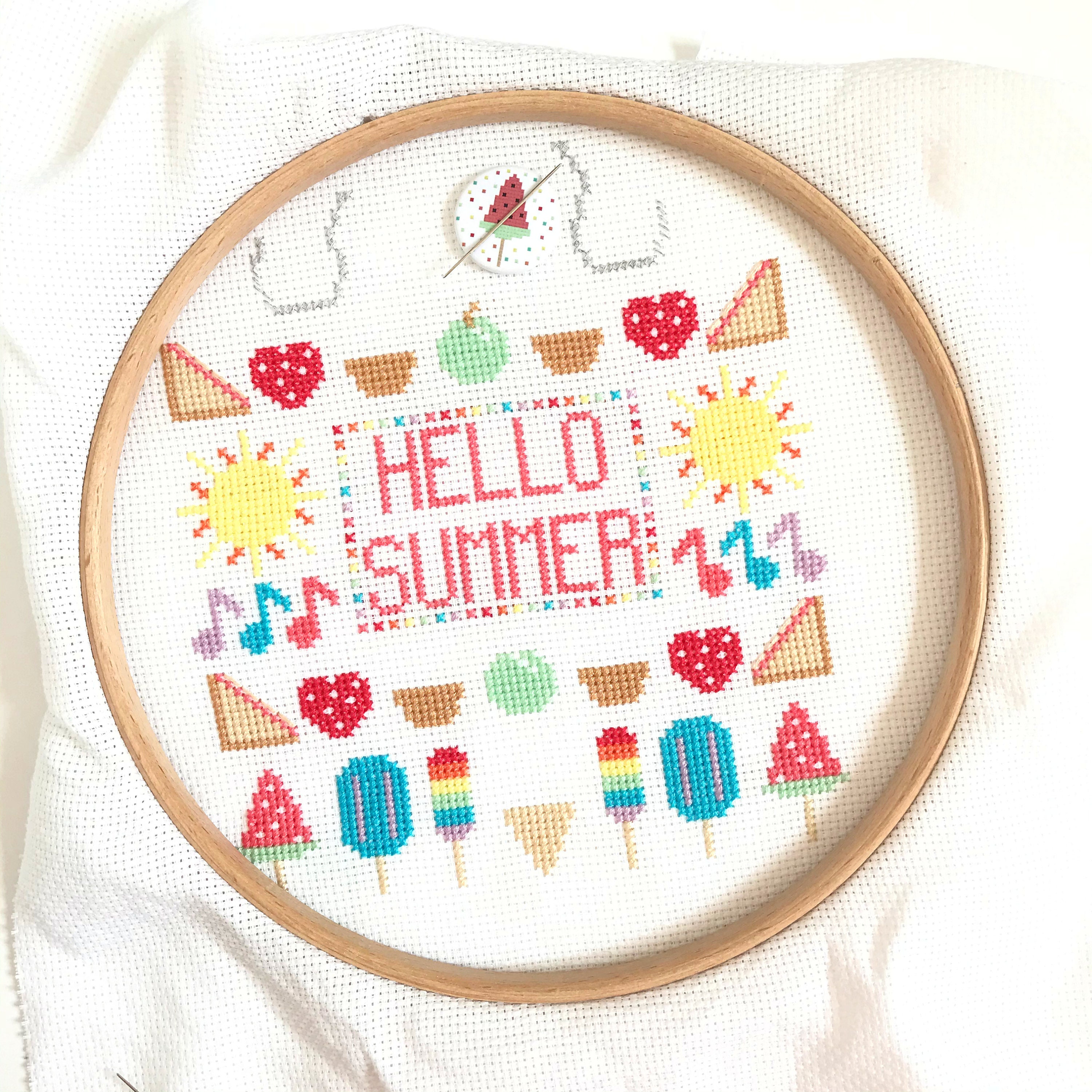 PDF Hello Summer Modern Cross Stitch Pattern for Beginners - Etsy