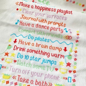 PDF Peace, Calm and Happiness Cross Stitch Pattern (2 colour palettes)