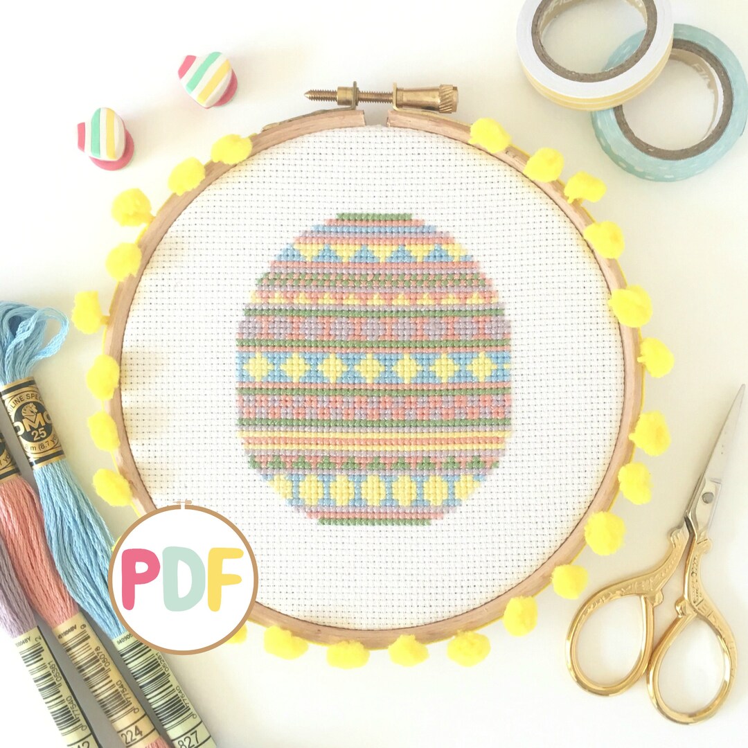 Easter Cross Stitch Pattern - PDF Cross Stitch Pattern - Pastel Easter ...