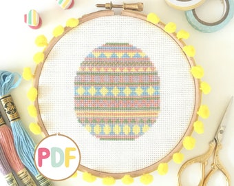 Easter Cross Stitch Pattern - PDF Cross Stitch Pattern - Pastel Easter Egg