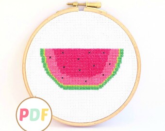 Watermelon Cross Stitch Pattern - PDF - For Beginners