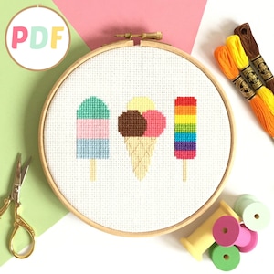 PDF Modern Cross Stitch Pattern - Ice Cream
