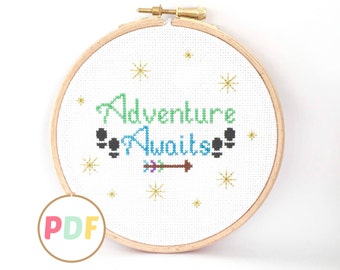 Cross Stitch Pattern - Adventure Awaits - For Beginners