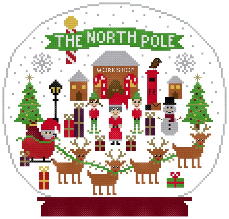 PDF The North Pole Christmas Cross Stitch Pattern Traditional Palette image 1