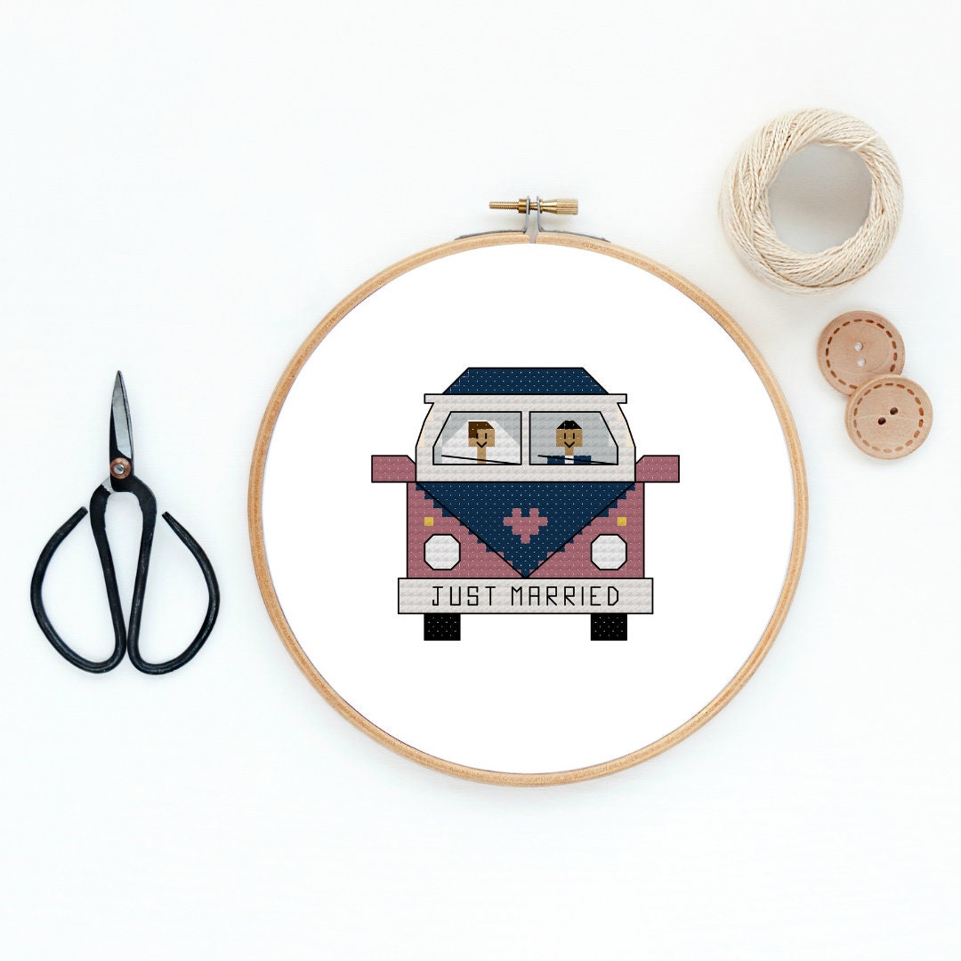 Just Married PDF Cross Stitch Pattern Download Instantly Wedding Cross ...