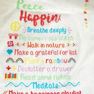PDF Peace, Calm and Happiness Cross Stitch Pattern 2 colour palettes image 2