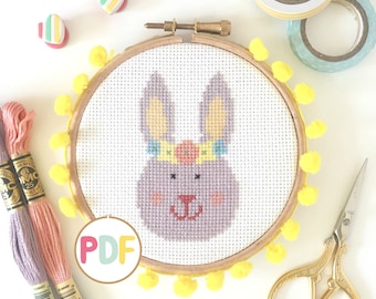 PDF Cross Stitch Pattern - Easter Bunny Rabbit