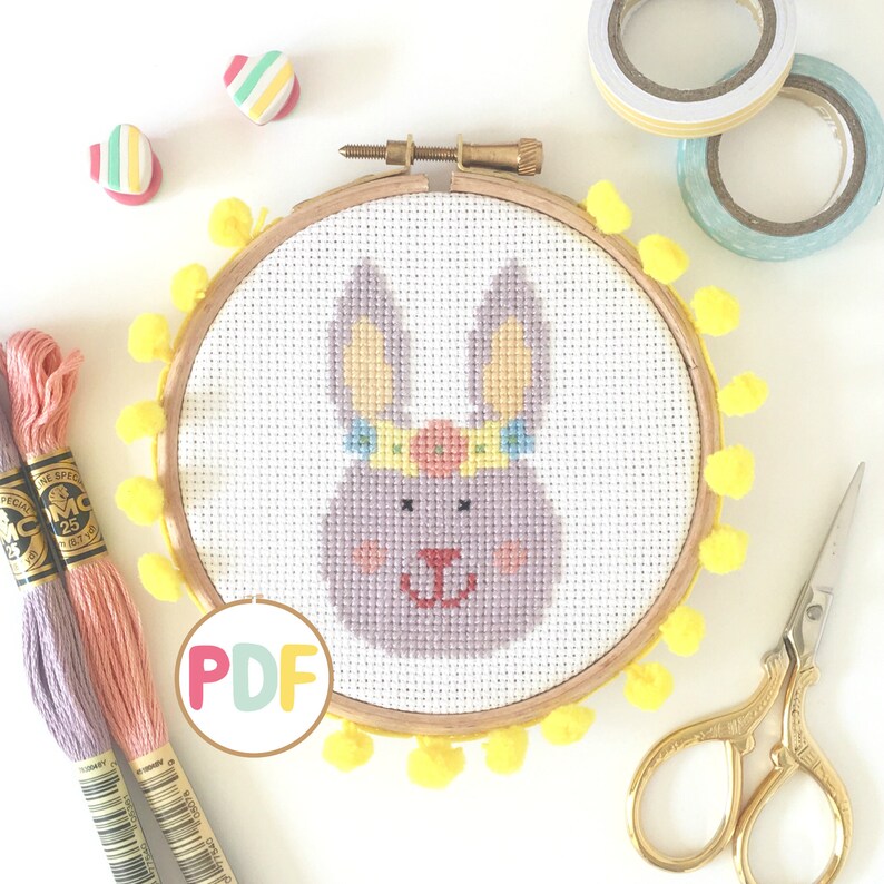 PDF Cross Stitch Pattern  Easter Bunny Rabbit image 1
