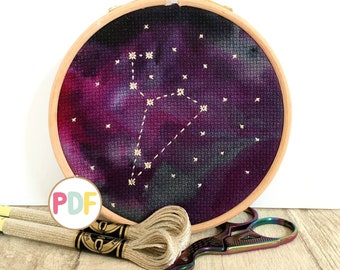 Leo Star Sign Constellation Cross Stitch/Embroidery Pattern